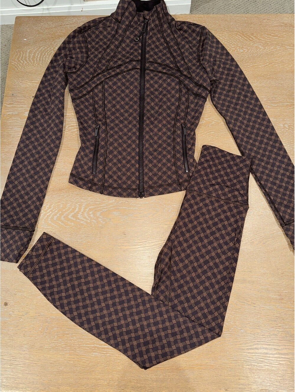 Lululemon Cropped Define Jacket Align 25" Square Heart Jacquard Java Sequoia 2/4